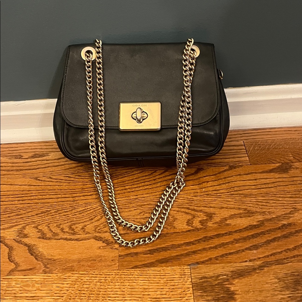 Coach Black Cassidy Crossbody Bag with Gold Chain F34828